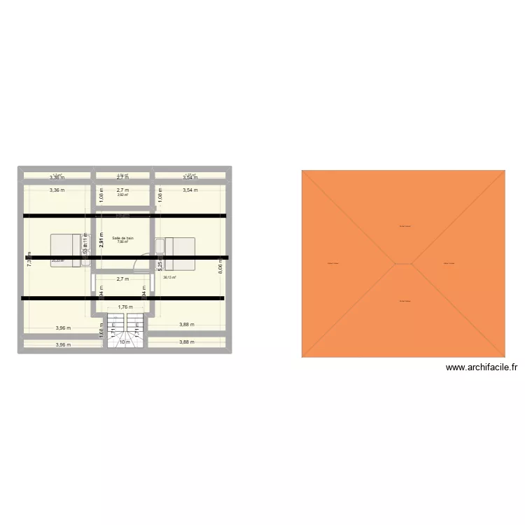 ETAGE ORADOUR. Plan de 3 Pièces et 82 m² ETAGE ORADOUR. Plan de 3 Pièces et 82 m²