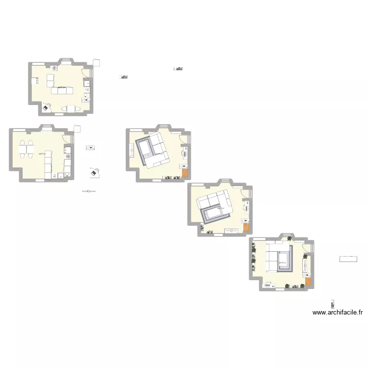 Cuisine devient salon titou. Plan de 