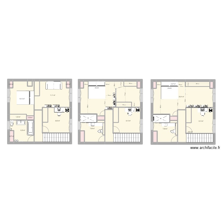 Etage v2. Plan de 36 pièces et 141 m2