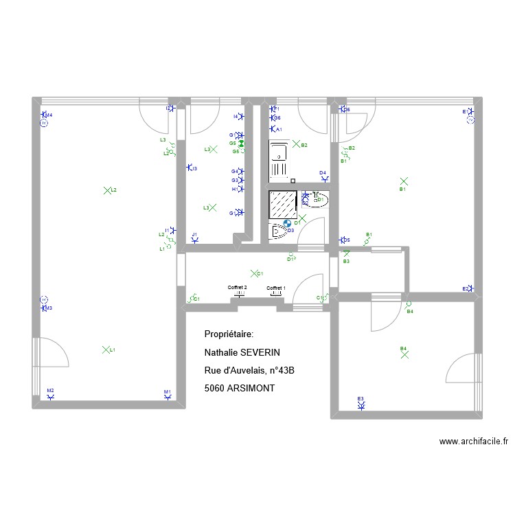 APPART TAMINES. Plan de 6 pièces et 71 m2