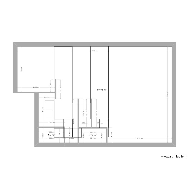 Maison. Plan de 3 pièces et 59 m2
