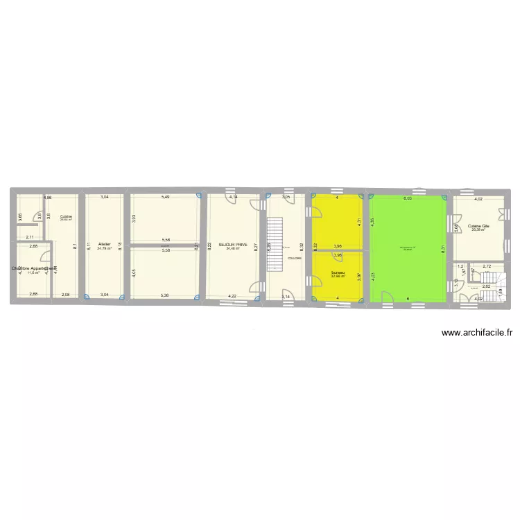 plan Freyssinet avec appart-23-01-2026. Plan de 11  et 282 m²
