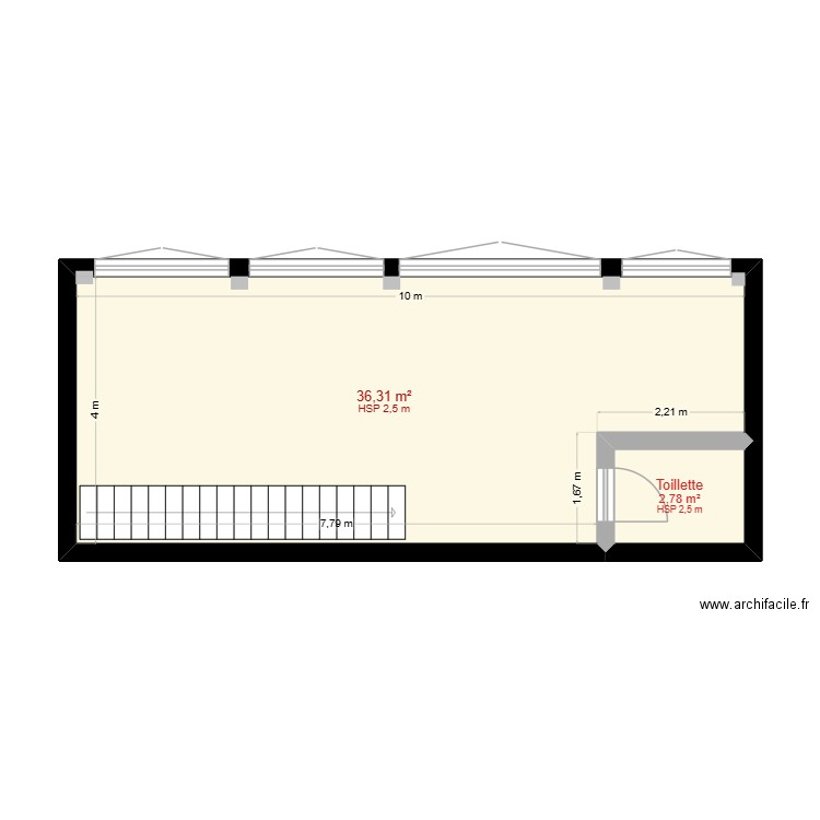 AGENCE NSIA LA GARE R+1. Plan de 2 pièces et 39 m2