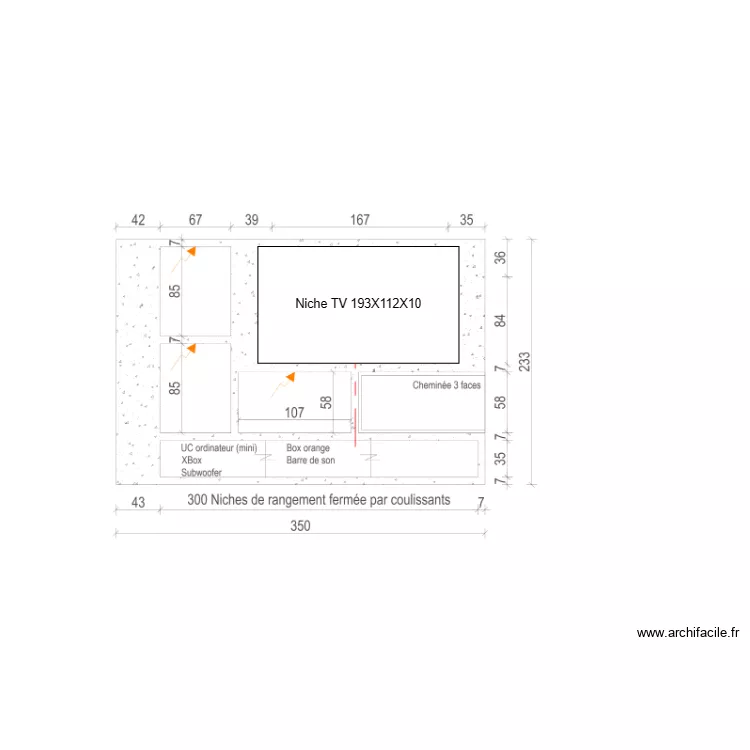 TV DANS MEUBLE SALON. Plan de 