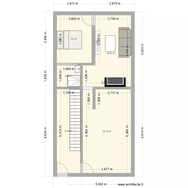RDC SAINT LIZIER 3. Plan de 5 Pièces et 64 m² RDC SAINT LIZIER 3. Plan de 5 Pièces et 64 m²