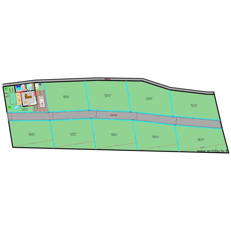 Lamai Center Land V2. Plan de 17 pièces et 2477 m2