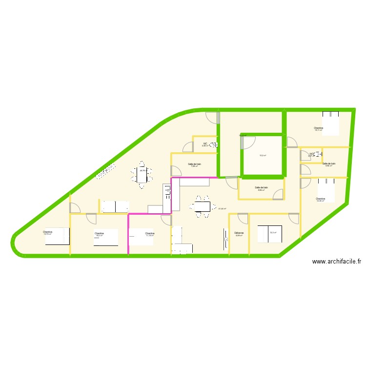 Plan Solène. Plan de 16 pièces et 223 m2