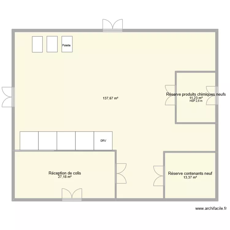Magasin 1. Plan de 4 Pièces et 189 m² Magasin 1. Plan de 4 Pièces et 189 m²