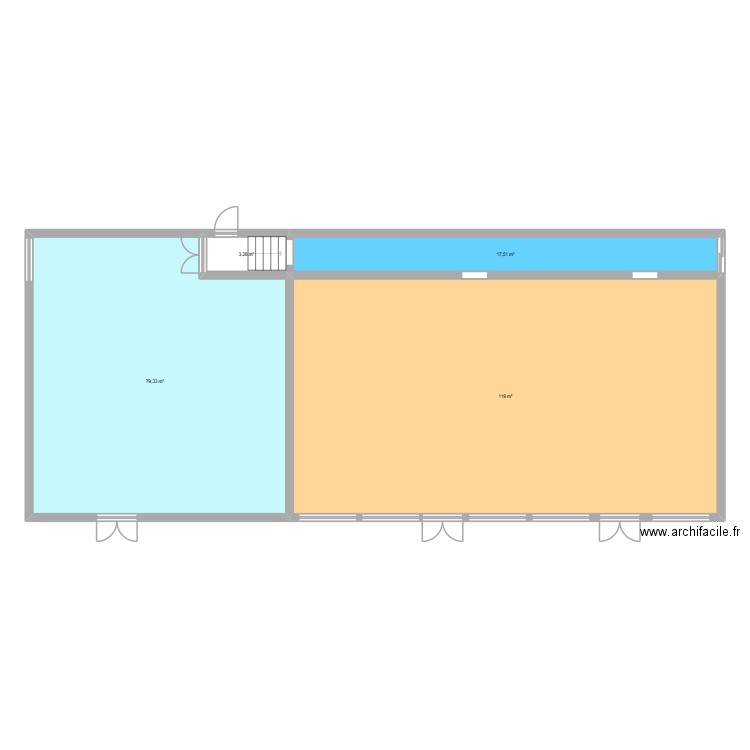 Gymenase. Plan de 4 pièces et 219 m2