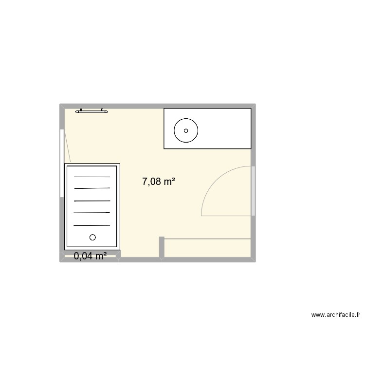 sdb gorce tyrosse. Plan de 2 pièces et 7 m2