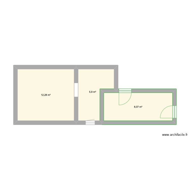 salle de bain. Plan de 3 pièces et 26 m2