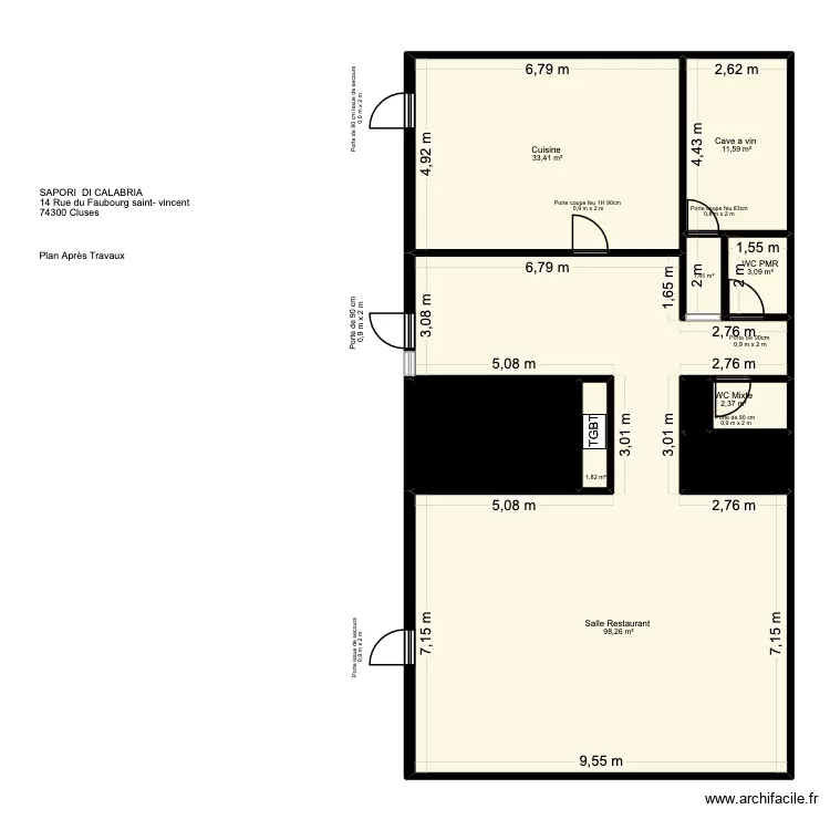 Plan Apres Travaux SAPORIA DI CALABRIA 1,3. Plan de 10 pièces et 168 m² Plan Apres Travaux SAPORIA DI CALABRIA 1,3. Plan de 10 pièces et 168 m²