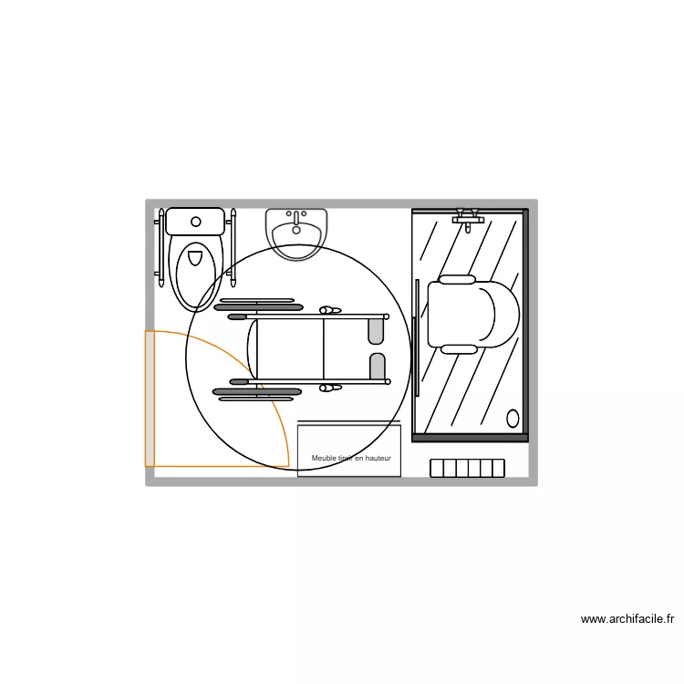 SDB Ammenag&eacute;e. Plan de 1  et 5 m²
