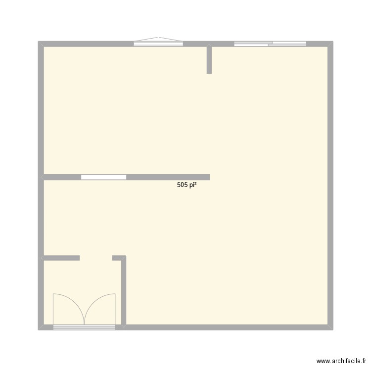 Salon-Cuisine. Plan de 1 pièce et 47 m2