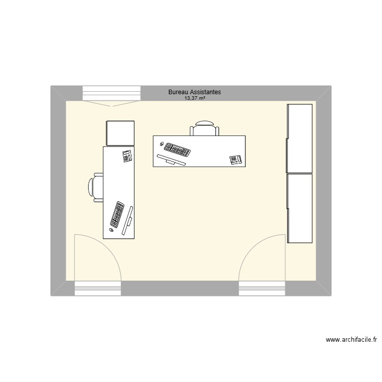 bureau paris. Plan de 1 pièce et 13 m2