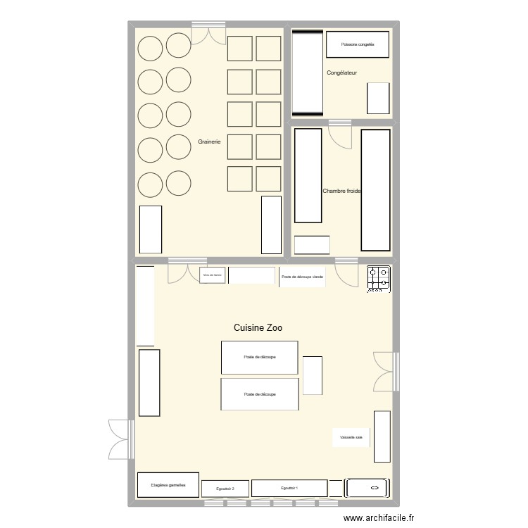 Cuisine Zoo. Plan de 0 pièce et 0 m2