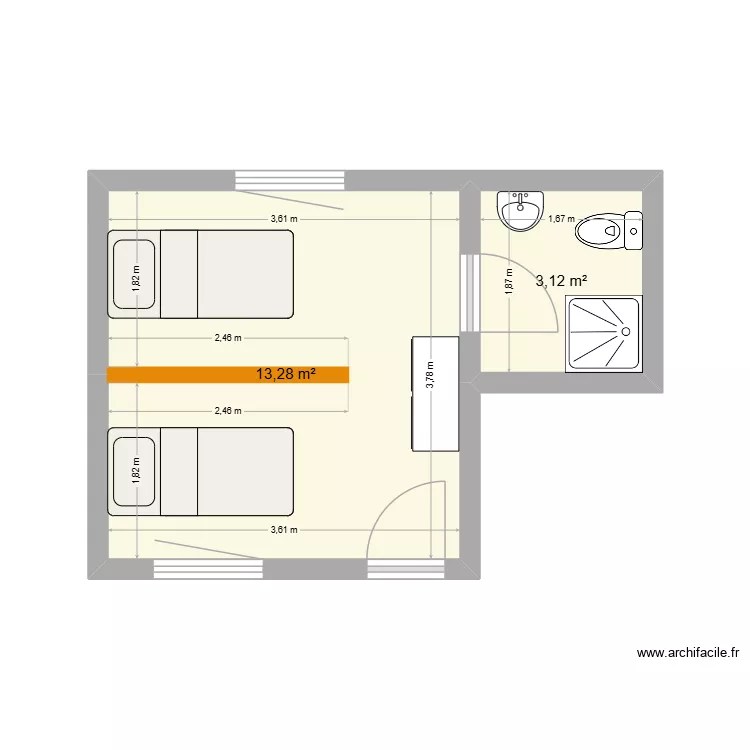 chambre L. Plan de 2 et 16 m² chambre L. Plan de 2 et 16 m²