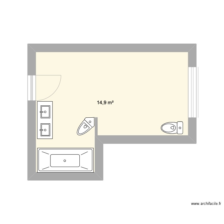 Suite parentale. Plan de 1 pièce et 15 m2