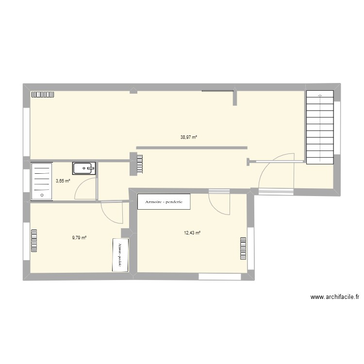 Maison BubuDudu Sans Meubles. Plan de 4 pièces et 65 m2