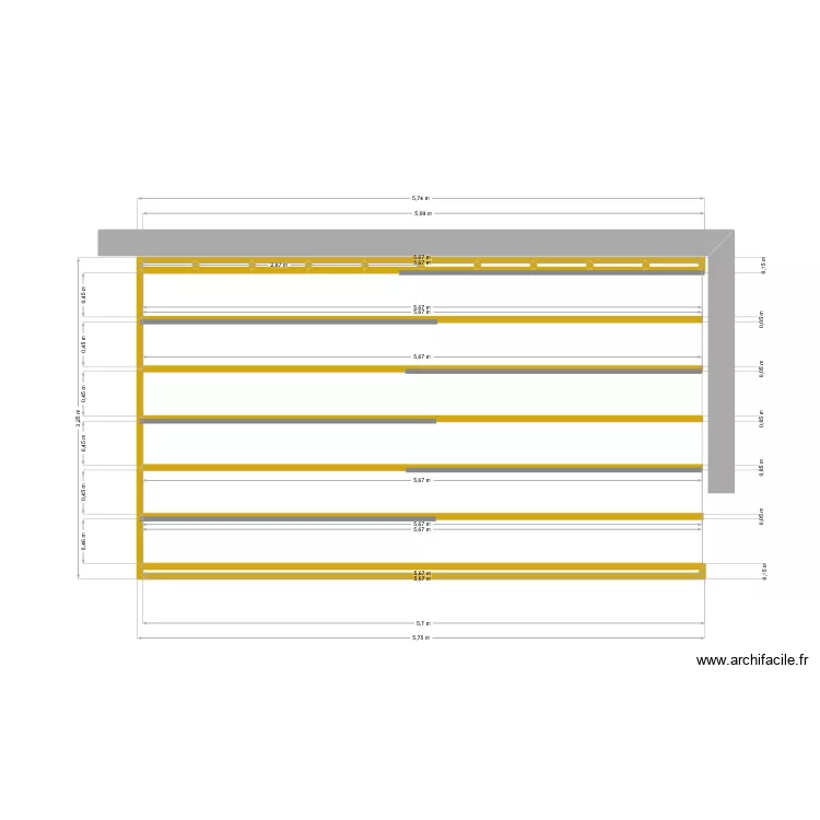 terrasse. Plan de 11  et 1 m²