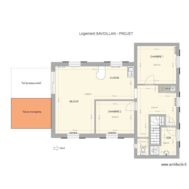 Logement SAVOILLAN - ETD PROJET. Plan de 8 pièces et 75 m2