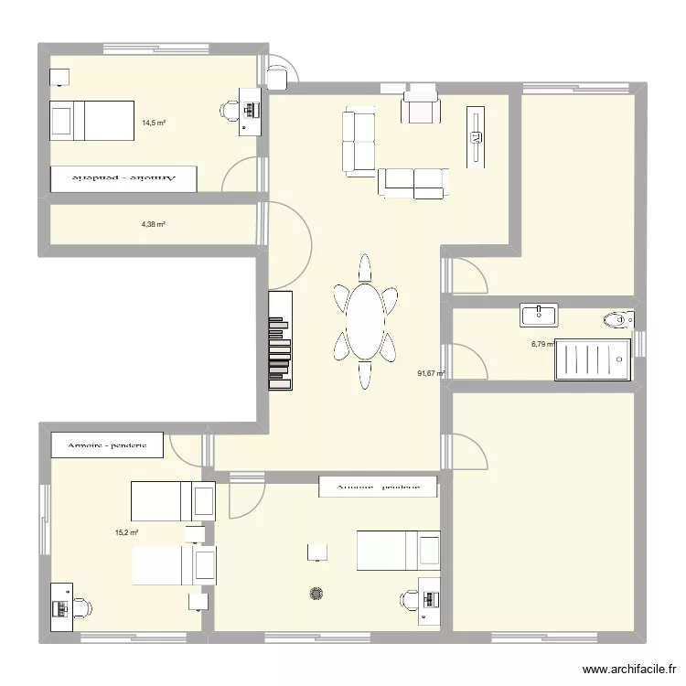 maison V3. Plan de 5  et 133 m²