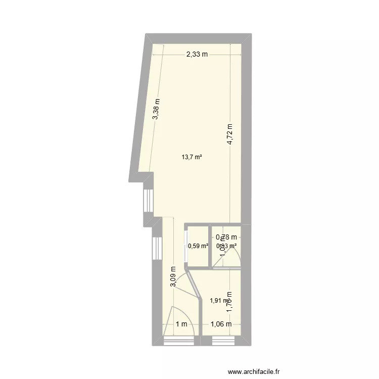 Studio CHOLET. Plan de 4  et 17 m²
