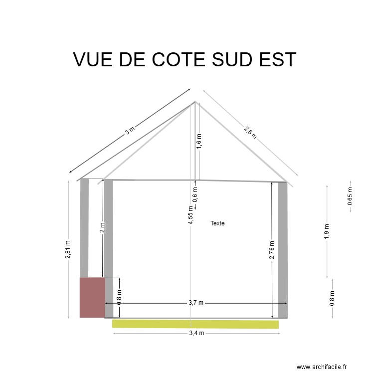 VUE COTE droit fini. Plan de 0 pièce et 0 m2