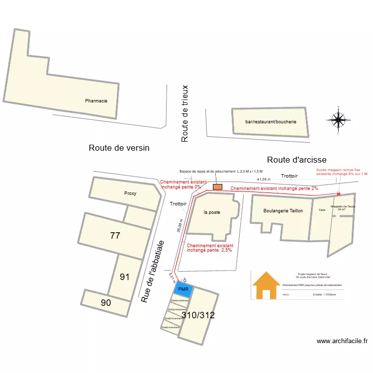 Cheminement PMR. Plan de 