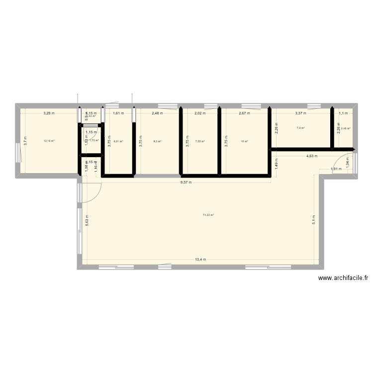 postillon. Plan de 1 pièce et 137 m2