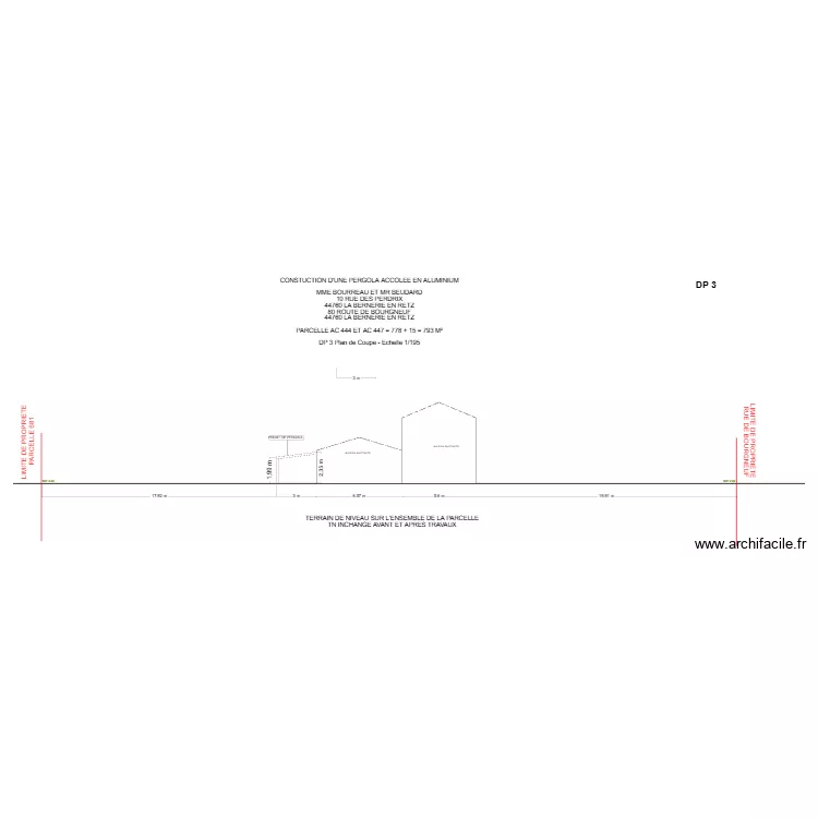 DP 3 coupe BOURREAU. Plan de 