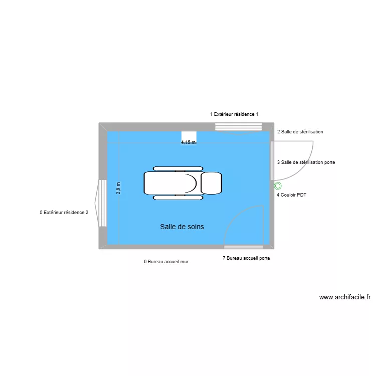 31306 Salle de soins. Plan de 1  et 12 m²