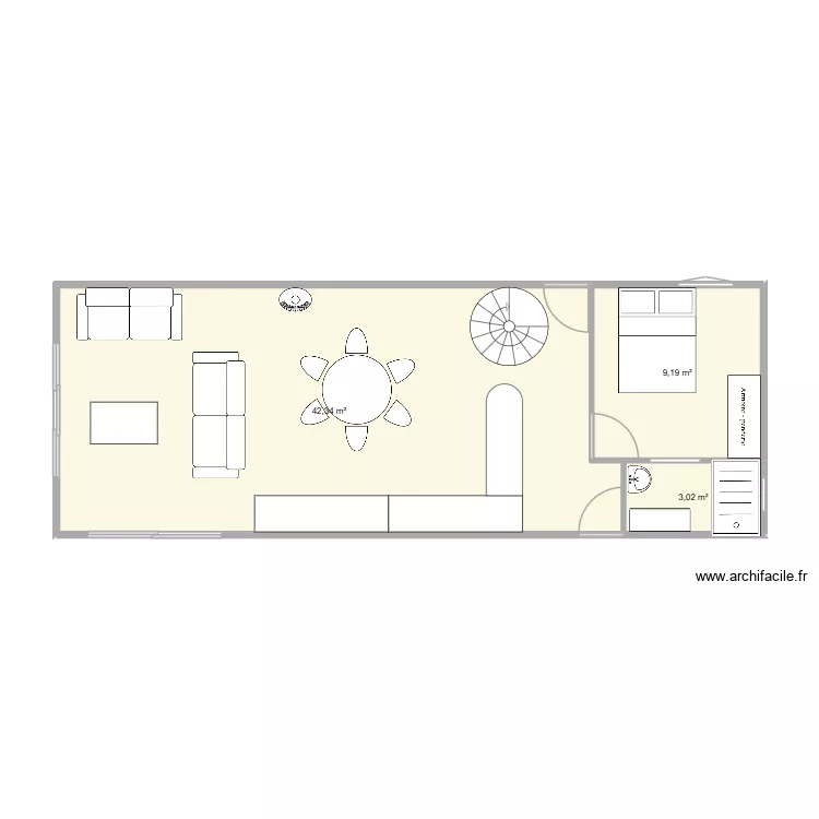 chez moi. Plan de 3  et 55 m²