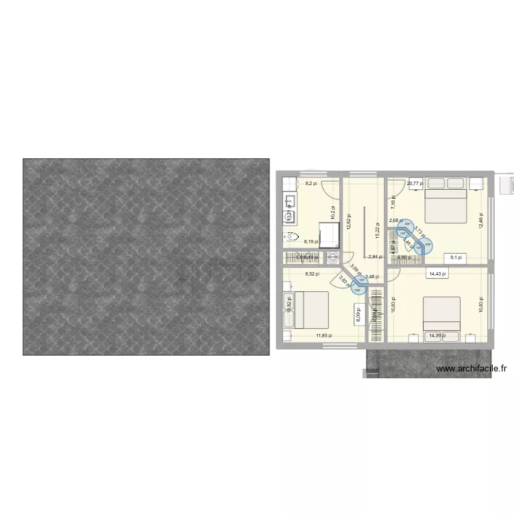 Roche &eacute;tage plein 3 chambre en haut 2SDB. Plan de 16  et 220 m²