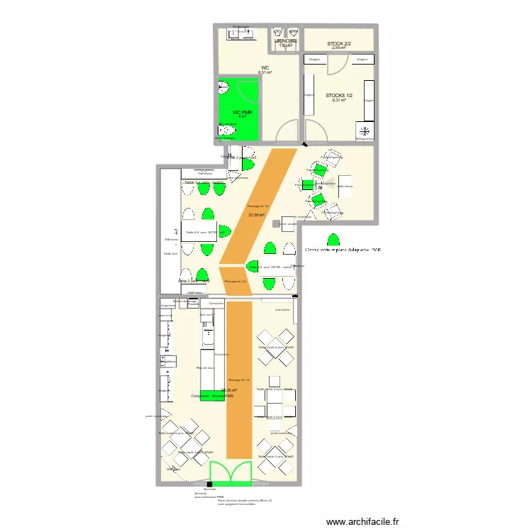 IUT - bar v4 - PMR. Plan de 7  et 101 m²