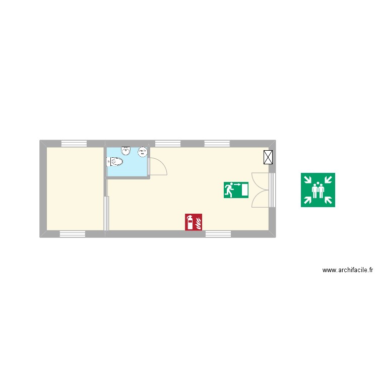 2ème étage. Plan de 3 pièces et 10 m2