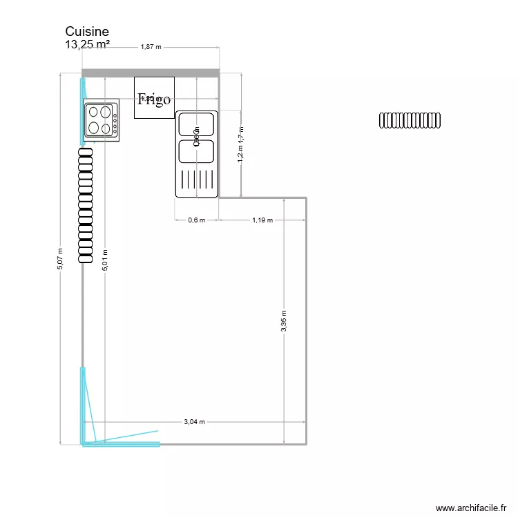 appart. Plan de 1  et 13 m²