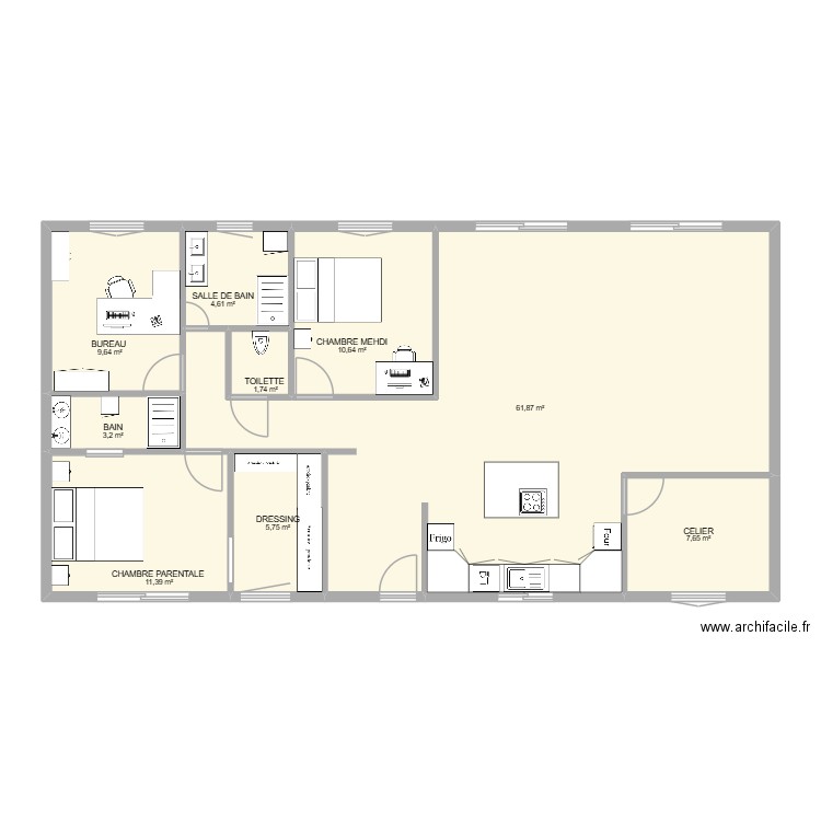 MAISON MORGAN AURÉLIE. Plan de 9 pièces et 116 m2