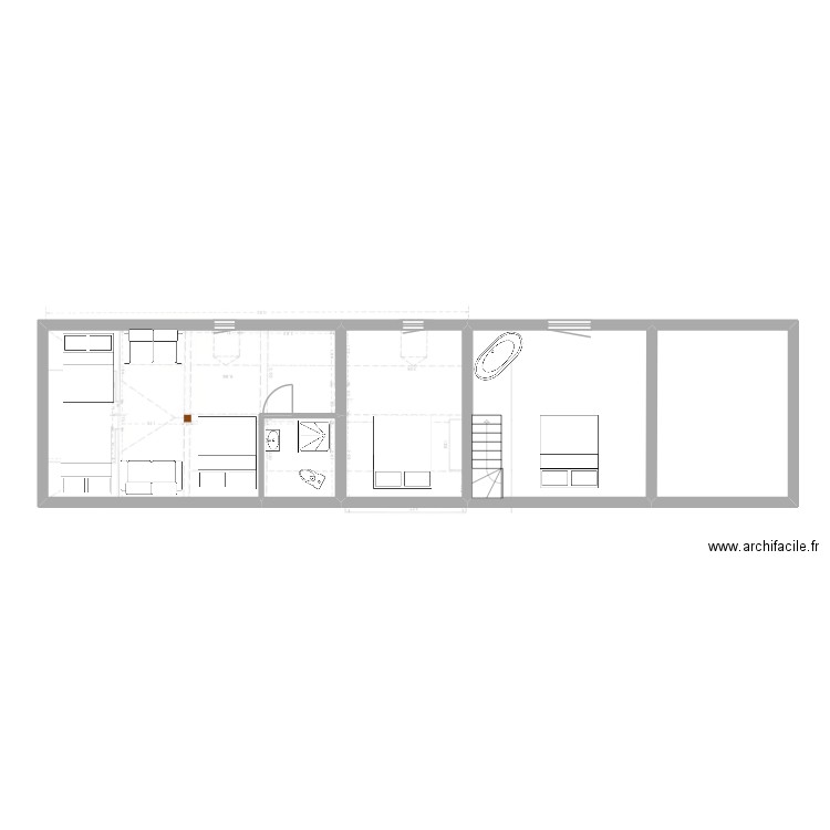 haut dozulé. Plan de 5 pièces et 89 m2