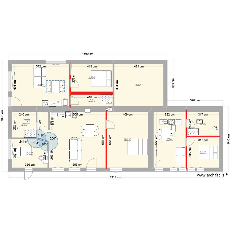 PLAN RDC 4. Plan de 11 pièces et 170 m2