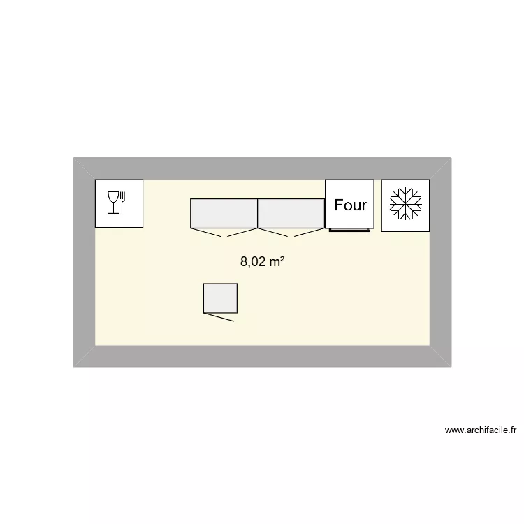 Cuisine. Plan de 1 et 8 m² Cuisine. Plan de 1 et 8 m²