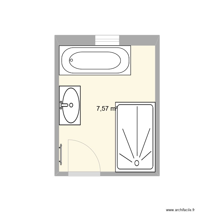 SDB. Plan de 1 pièce et 8 m2