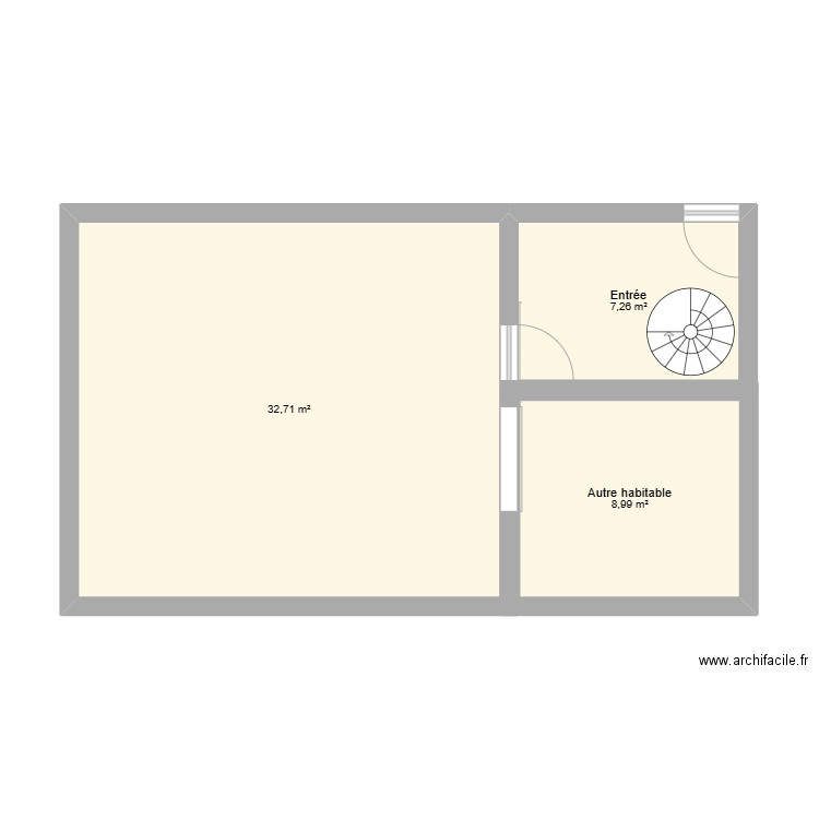 rez. Plan de 3 pièces et 49 m2
