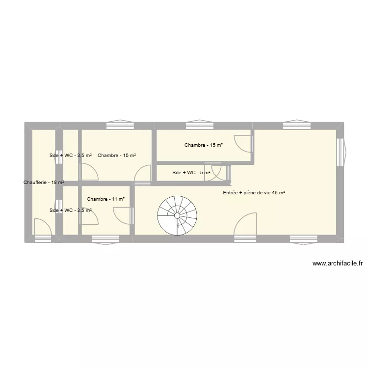 RDC Moulin de Caulnes. Plan de 8  et 38 m²