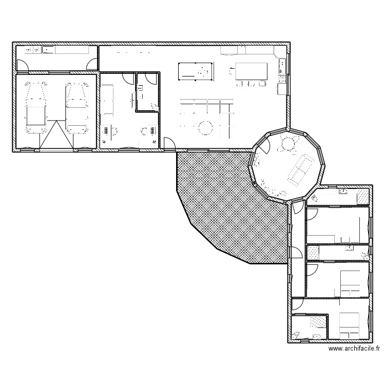 coloc 4. Plan de 14 pièces et 255 m2