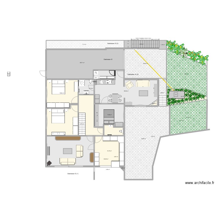 Magali - Dino. Plan de 66 pièces et 684 m2