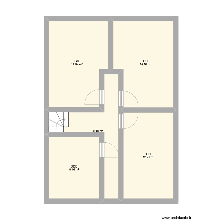 Maison Ismael - Etage. Plan de 5 pièces et 59 m2