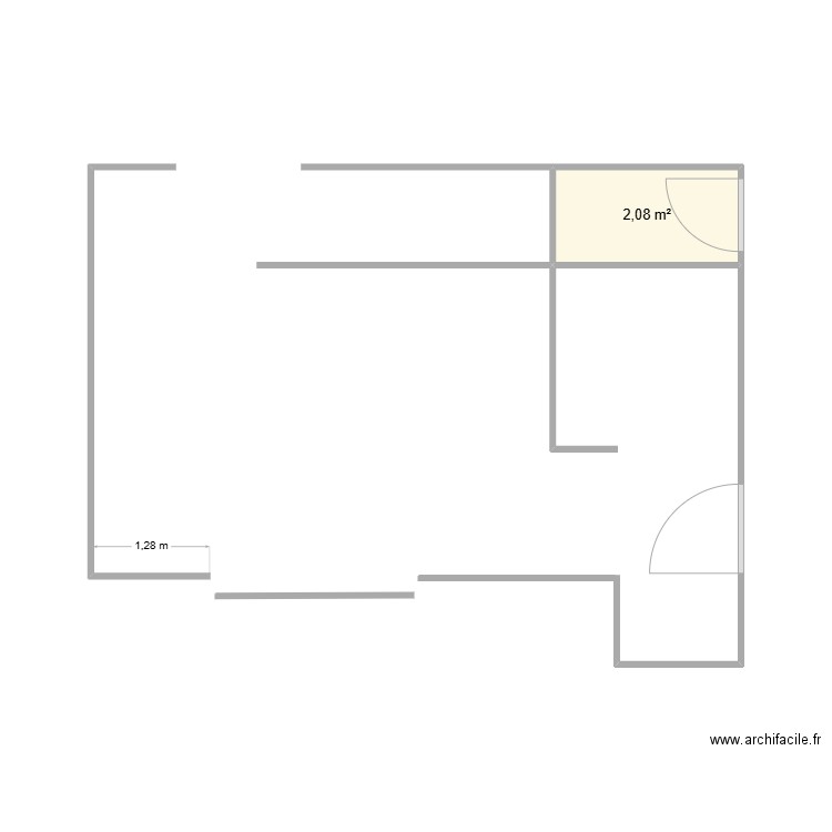 EnFaim1. Plan de 1 pièce et 2 m2
