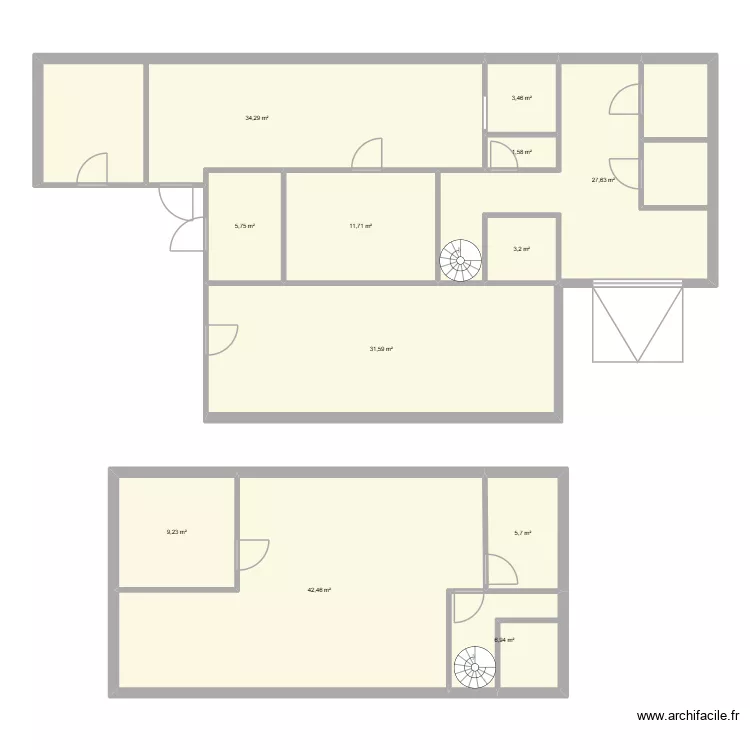 Cuisine. Plan de 12 pièces et 184 m²