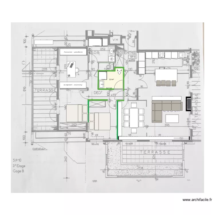 JP RENOVATION. Plan de 1 Pièce et 4 m²